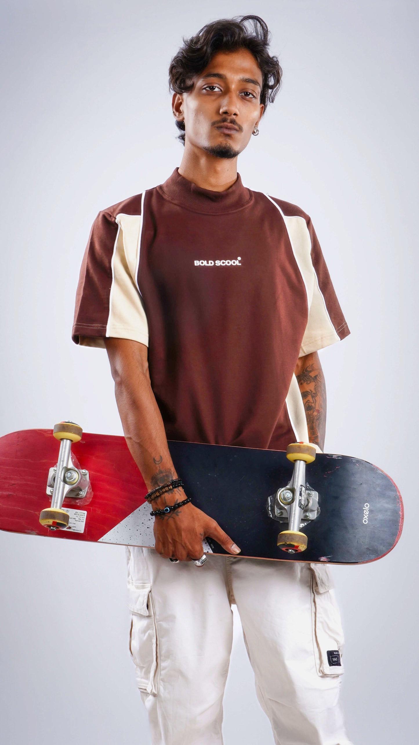 “Fearless” Brown Cream Block Tee