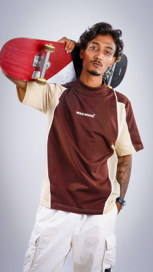 “Fearless” Brown Cream Block Tee
